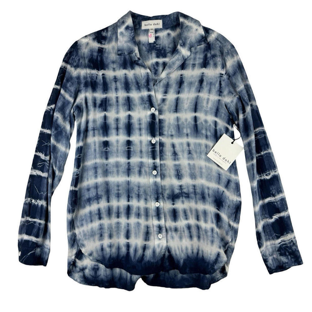Bella Dahl Button-Up Blouse Tie-Dye Blue Size XS